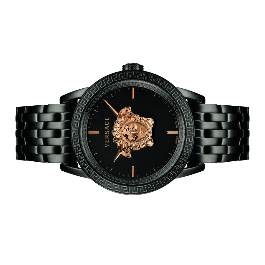 Versace Palazzo Empire Black Dial Black Steel Strap Watch for Men - VERD00518