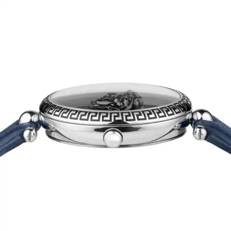 Versace Palazzo Empire Black Dial Blue Leather Strap Watch for Women - VCO080017