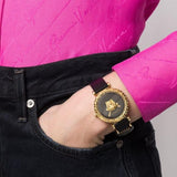 Versace Palazzo Empire Greca Black Dial Black Leather Strap Watch for Women - VEDV00119