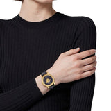 Versace Palazzo Empire Greca Black Dial Black Leather Strap Watch for Women - VEDV00119