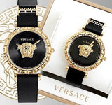 Versace Palazzo Empire Greca Black Dial Black Leather Strap Watch for Women - VEDV00119