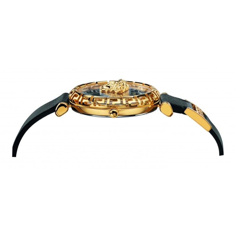 Versace Palazzo Empire Greca Black Dial Black Leather Strap Watch for Women - VEDV00119