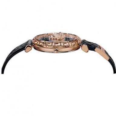 Versace Palazzo Empire Greca Black Dial Black Leather Strap Watch for Women - VEDV00719