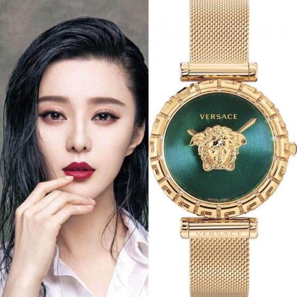Versace Palazzo Empire Greca Green Dial Gold Mesh Bracelet Watch for Women - VEDV00819