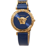 Versace Palazzo Empire Greca Quartz Blue Dial Blue Leather Strap Watch for Women - VEDV00219