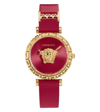 Versace Palazzo Empire Greca Red Dial Red Leather Strap Watch for Women - VEDV00319