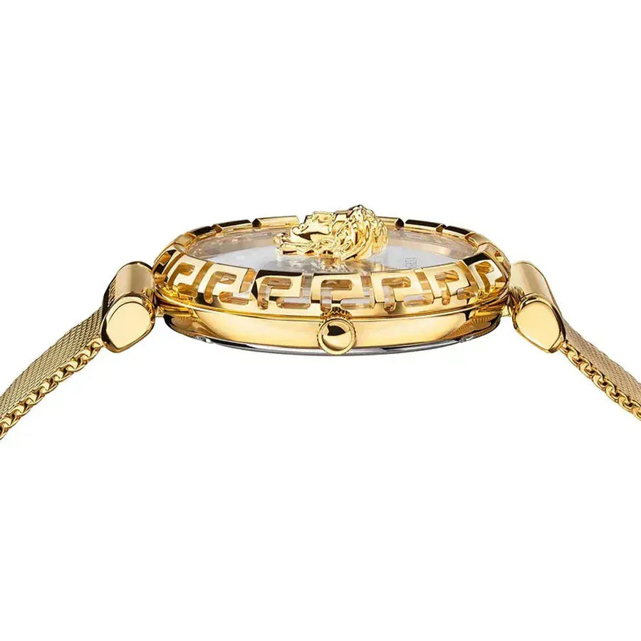 Versace Palazzo Empire Greca White Dial Gold Mesh Bracelet Watch for Women - VEDV00619