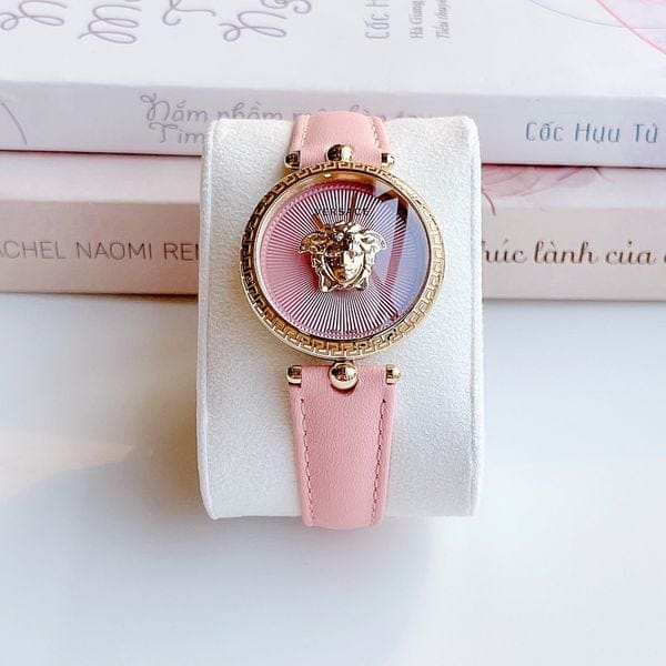 Versace Palazzo Empire Pink Dial Pink Leather Strap Watch for Women - VCO030017