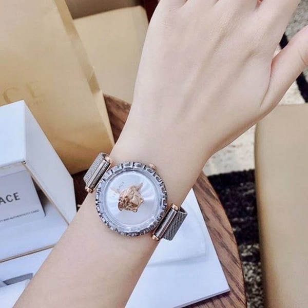 Versace Palazzo Empire Silver Dial Silver Mesh Bracelet Watch for Women - VEDV00419