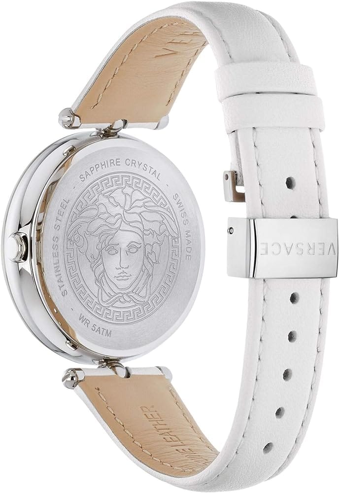 Versace Palazzo Empire White Dial White Leather Strap Watch for Women - VCO010017