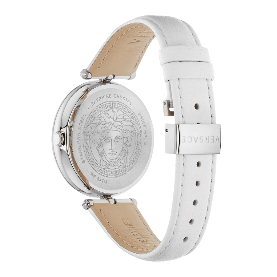 Versace Palazzo Empire White Dial White Leather Strap Watch for Women - VCO010017