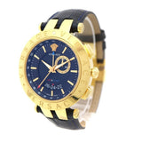 Versace Race GMT Blue Dial Blue Leather Strap Watch For Men - 29G70D282