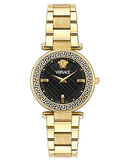 Versace Reve Analog Black Dial Gold Steel Strap Watch for Women - VE8B00624