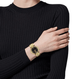 Versace Reve Analog Black Dial Gold Steel Strap Watch for Women - VE8B00624