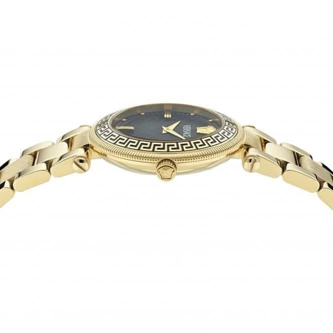 Versace Reve Analog Black Dial Gold Steel Strap Watch for Women - VE8B00624