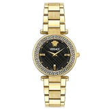 Versace Reve Analog Black Dial Gold Steel Strap Watch for Women - VE8B00624