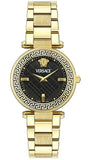 Versace Reve Analog Black Dial Gold Steel Strap Watch for Women - VE8B00624