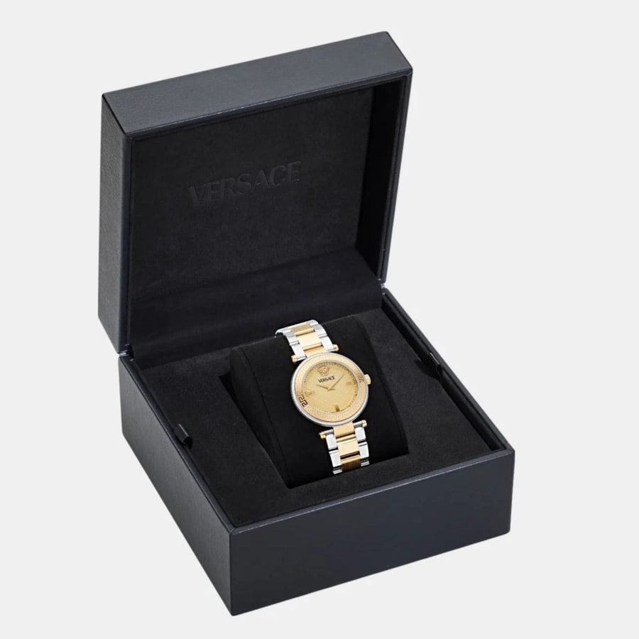 Versace Reve Analog Gold Dial Two Tone Steel Strap Watch for Women - VE8B00324