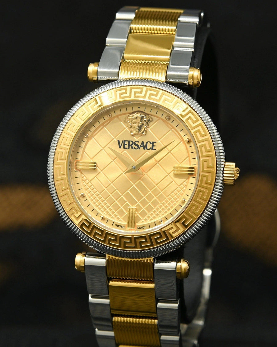 Versace Reve Analog Gold Dial Two Tone Steel Strap Watch for Women - VE8B00324