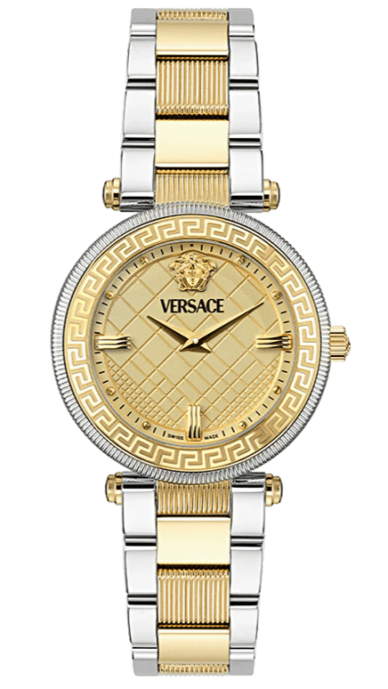 Versace Reve Analog Gold Dial Two Tone Steel Strap Watch for Women - VE8B00324