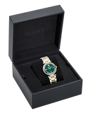 Versace Reve Analog Green Dial Two Tone Steel Strap Watch for Women - VE8B00524