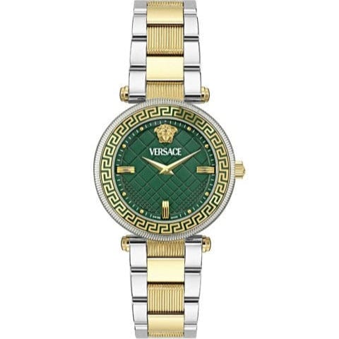 Versace Reve Analog Green Dial Two Tone Steel Strap Watch for Women - VE8B00524
