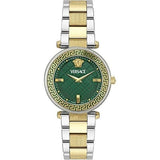 Versace Reve Analog Green Dial Two Tone Steel Strap Watch for Women - VE8B00524
