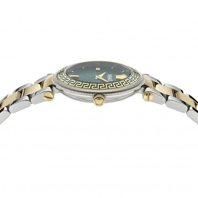 Versace Reve Analog Green Dial Two Tone Steel Strap Watch for Women - VE8B00524