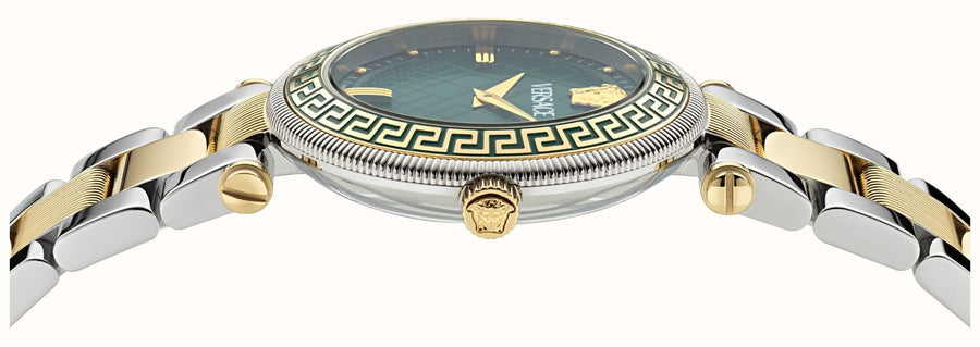 Versace Reve Analog Green Dial Two Tone Steel Strap Watch for Women - VE8B00524