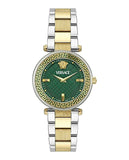 Versace Reve Analog Green Dial Two Tone Steel Strap Watch for Women - VE8B00524