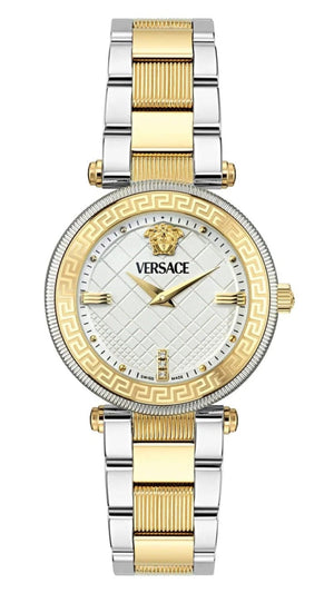 Versace Reve Analog White Dial Two Tone Steel Strap Watch for Women - VE8B00724