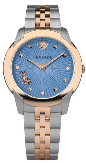 Versace Audrey Quartz Blue Dial Two Tone Steel Strap Watch for Women - VELR00619