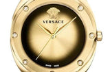 Versace Shadov Gold Dial Green Leather Strap Watch For Women - VEBM01018