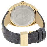 Versace Shadov Quartz Gold Dial Black Leather Strap Watch for Women - VEBM00318