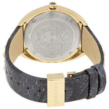 Versace Shadov Quartz Gold Dial Black Leather Strap Watch for Women - VEBM01118