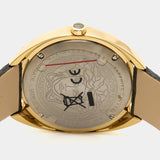 Versace Shadov Quartz Gold Dial Black Leather Strap Watch for Women - VEBM00318