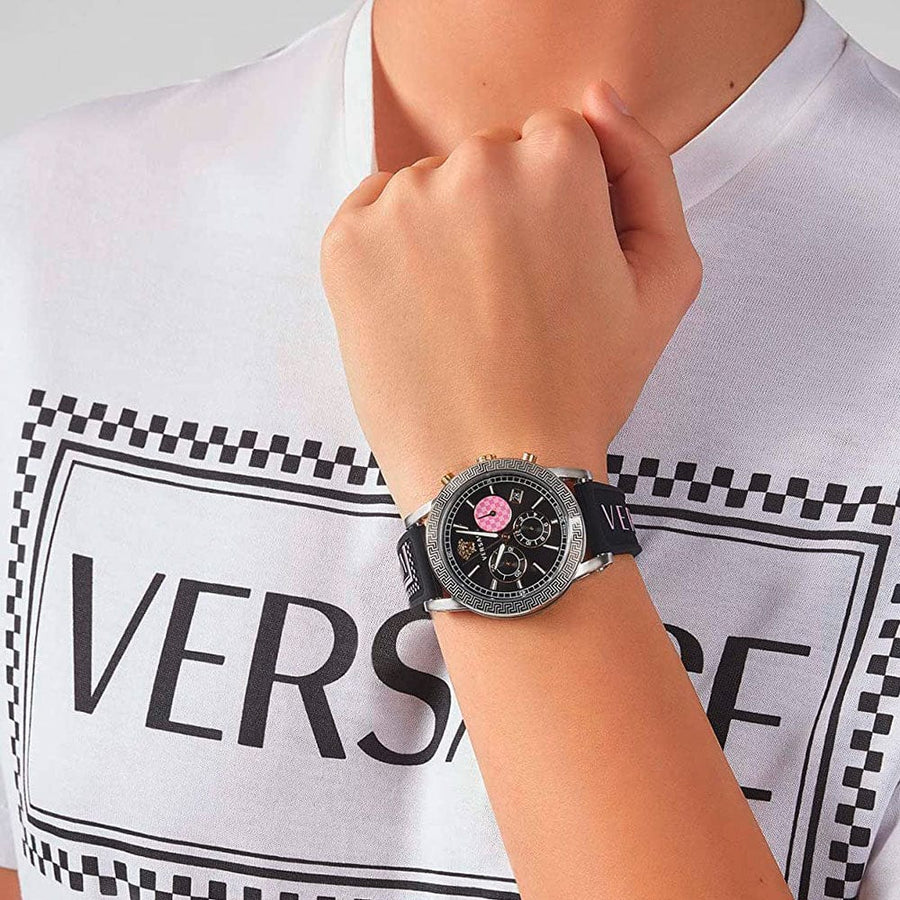 Versace Sport Tech Chronograph Black Dial Black Rubber Strap Watch for Women - VELT00619