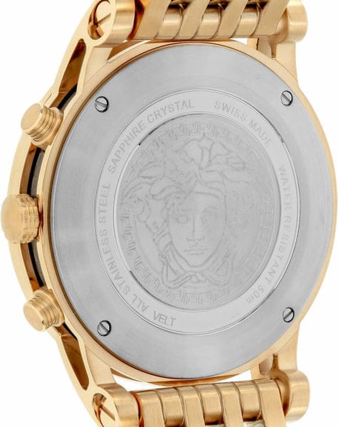 Versace Sport Tech Chronograph Black Dial Gold Steel Strap Watch for Men - VELT00419