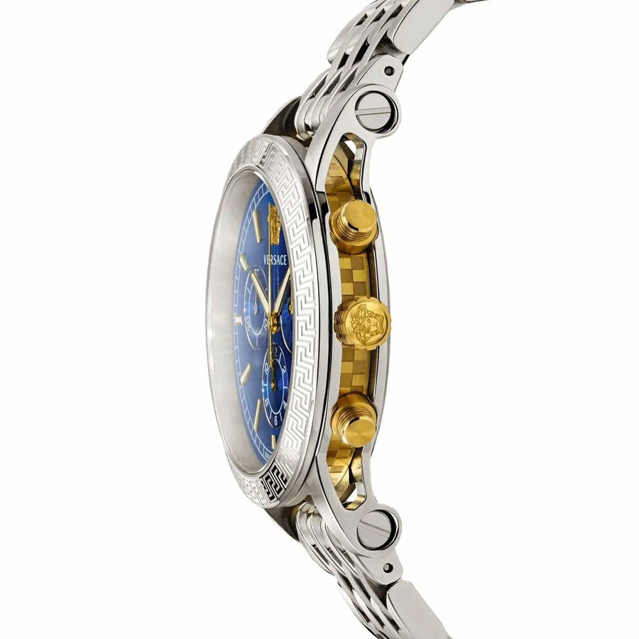 Versace Sport Tech Chronograph Blue Dial Silver Steel Strap Watch for Men - VELT00219