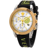 Versace Sports Tech Chronograph Silver Dial Black Rubber Strap Watch for Women - VELT00519