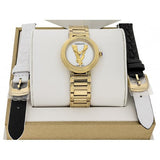 Versace Mini Virtus Quartz White Dial Gold Steel Strap Watch For Men - VET300221