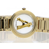 Versace Mini Virtus Quartz White Dial Gold Steel Strap Watch For Men - VET300221