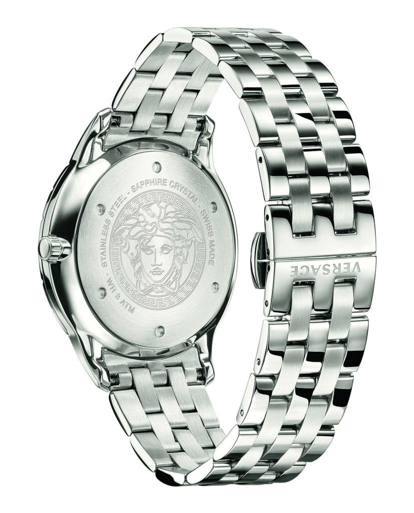 Versace Univers Analog Black Dial Silver Steel Strap Watch for Men - VEBK00418