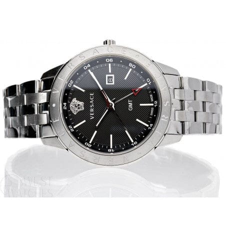 Versace Univers Analog Black Dial Silver Steel Strap Watch for Men - VEBK00418