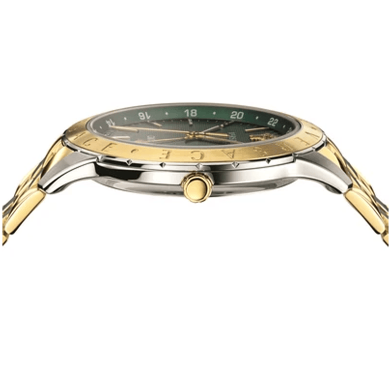 Versace Univers Quartz Green Dial Two Tone Steel Strap Watch for Men - VEBK00718