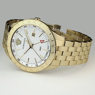 Versace Univers Quartz White Dial Gold Steel Strap Watch for Men - VEBK00518