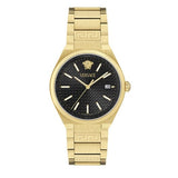 Versace V-Auria Quartz Black Dial Gold Steel Strap Watch for Men - VE0F00525