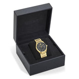 Versace V-Auria Quartz Black Dial Gold Steel Strap Watch for Men - VE0F00525