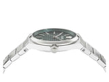 Versace V-Auria Quartz Green Dial Silver Steel Strap Watch for Men - VE0F00125
