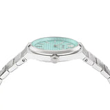 Versace V-Auria Quartz Turquoise Dial Silver Steel Strap Watch for Women - VE0F00225